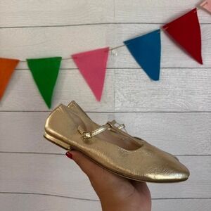 Zara girls gold metallic flats 13.5c